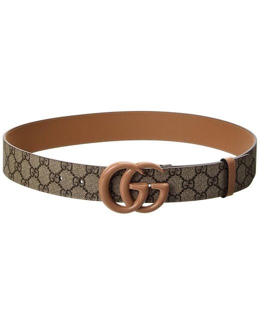 Gucci Brown GG Marmont Wide GG Supreme Canvas & Leather Belt