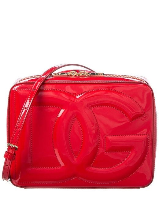 Dolce & Gabbana Red Dg Medium Patent Camera Bag