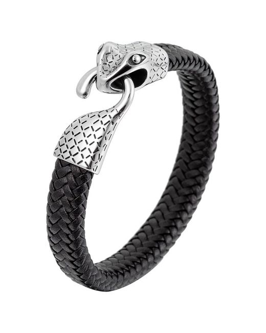 Eye Candy LA Black Luxe Collection Jerry Snake Head Leather & Stainless Steel Bracelet for men