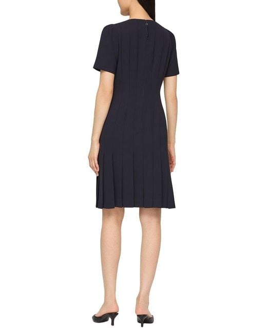 Lafayette 148 New York Blue Plus Puff Sleeve Pleated Dress