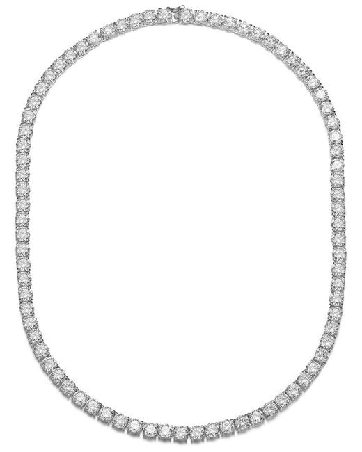 Rachel Glauber Metallic Rhodium Plated Cz Tennis Necklace