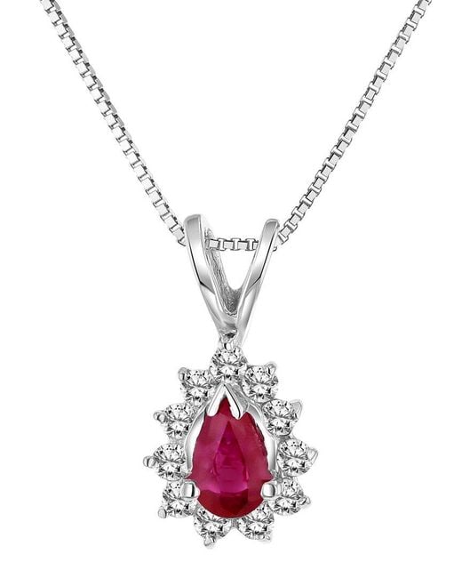 LEVARON Pink 14K 0.35 Ct. Tw. Diamond & Ruby Pendant