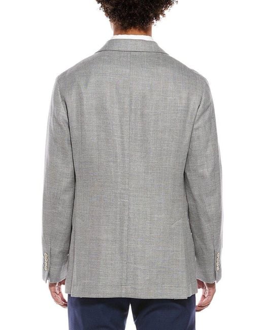 Brunello Cucinelli Gray Wool, Linen & Silk-Blend Blazer for men