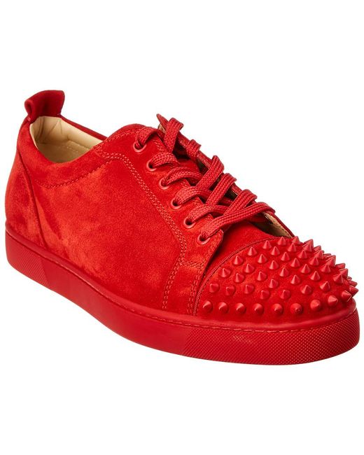 Christian Louboutin Red Suede Louis Junior Spikes Sneakers for men