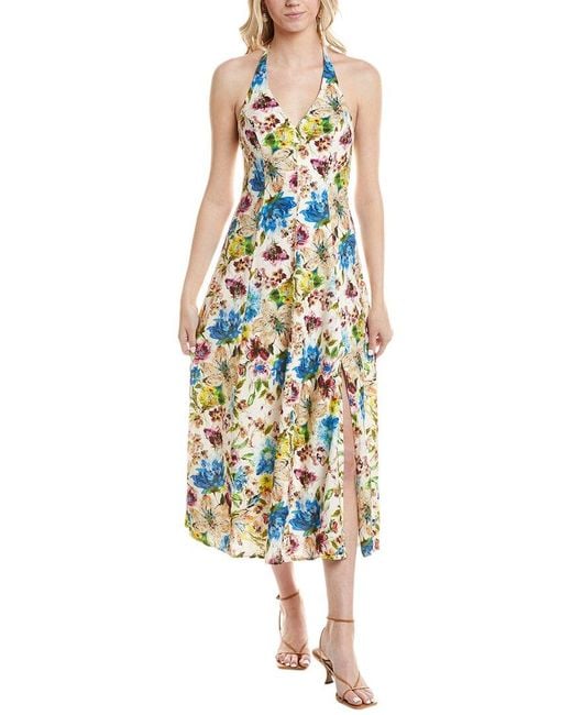 Astr White Halter Linen-Blend Maxi Dress
