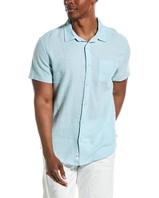 Vintage Blue Summer Linen-blend Shirt for men