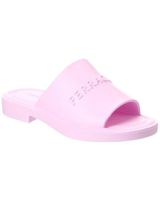 Ferragamo Pink Giuneva 3d Logo Rubber Sandal