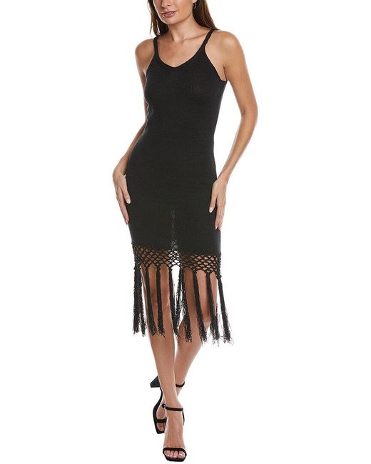 Joos Tricot Black Tassel Linen-blend Maxi Dress