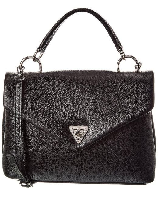 Italian Leather Black Top Handle Satchel