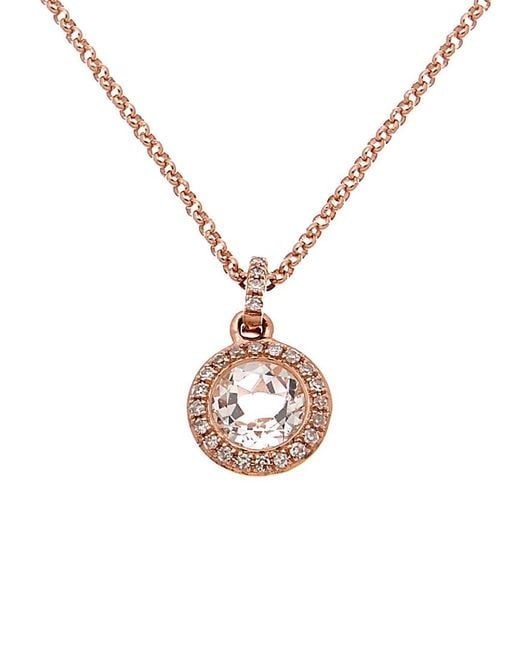 Diana M Metallic Fine Jewelry 14k Rose Gold 1.00 Ct. Tw. Diamond & Topaz Necklace