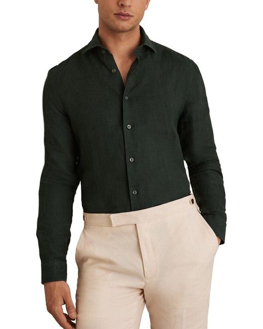 Reiss Black Ruban Linen Shirt for men