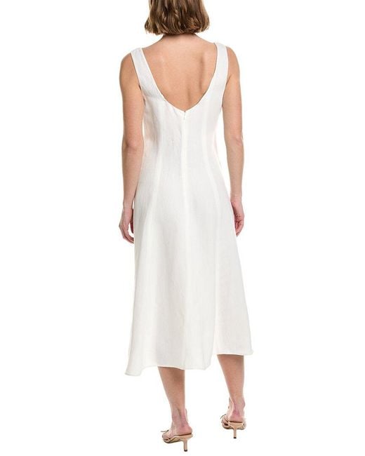 Vince White Paneled Linen-blend Midi Dress
