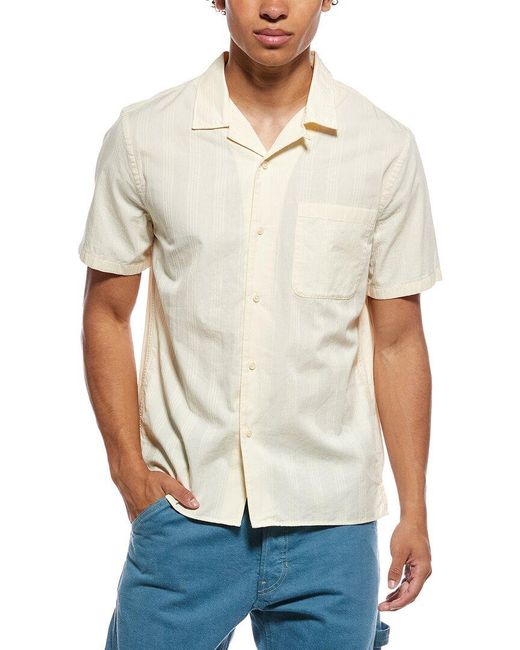 Vince White Union Stripe Loop Collar Shirt for men