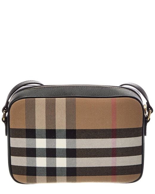 Burberry Black Check Canvas & Leather Shoulder Bag