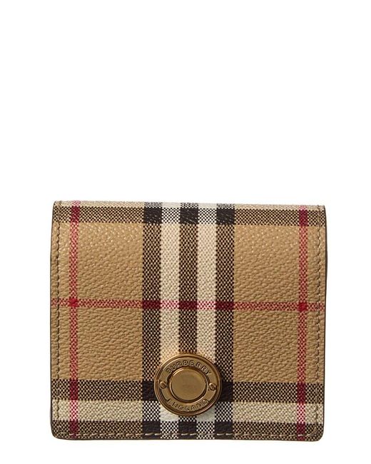 Burberry Brown Vintage Check E-canvas & Leather Wallet