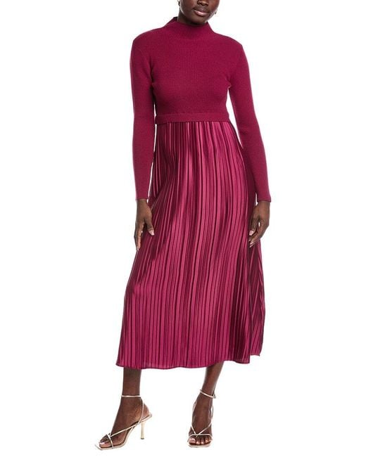 Nanette Lepore Red Pleated Maxi Dress
