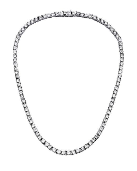 Genevive Jewelry Metallic Silver Cz Tennis Necklace