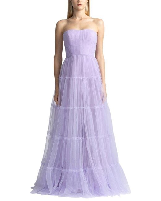 Zac Posen Purple Strapless Tulle Gown