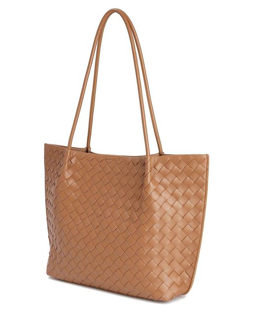 Tiffany & Fred Paris Brown Hand-woven Leather Large Tote