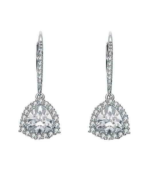 Rachel Glauber Metallic Silver Cz Drop Earrings