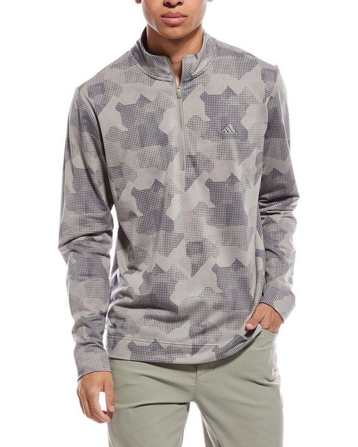 Adidas Gray Go-to Print 1-zip Pullover for men