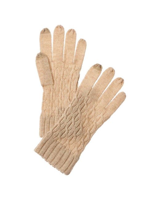 Forte White Cable Texture Stitch Cashmere Gloves
