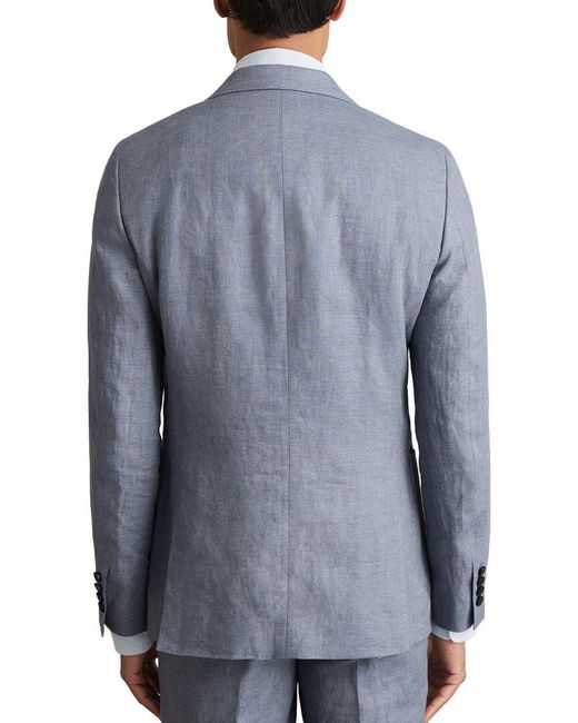 Reiss Blue Warner Notch Linen Blazer for men