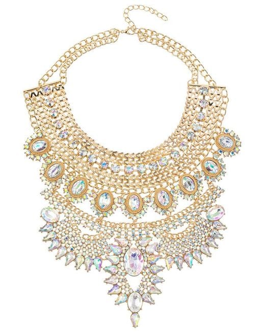 Eye Candy LA White Glass Crystal Zaniah Statement Necklace
