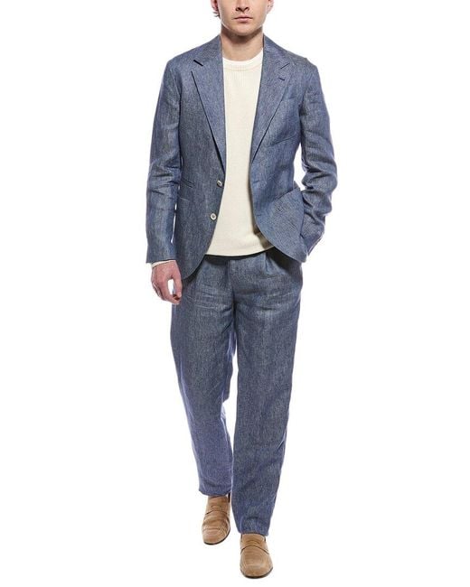 Brunello Cucinelli Blue 2Pc Linen Suit for men