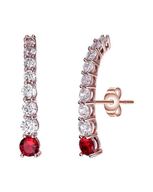 Genevive Jewelry White 18k Rose Gold Vermeil Cz Earrings