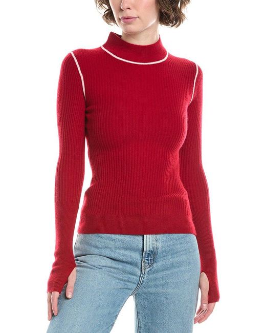 No Name Red Noname Fine Rib Mock Neck Cashmere Sweater