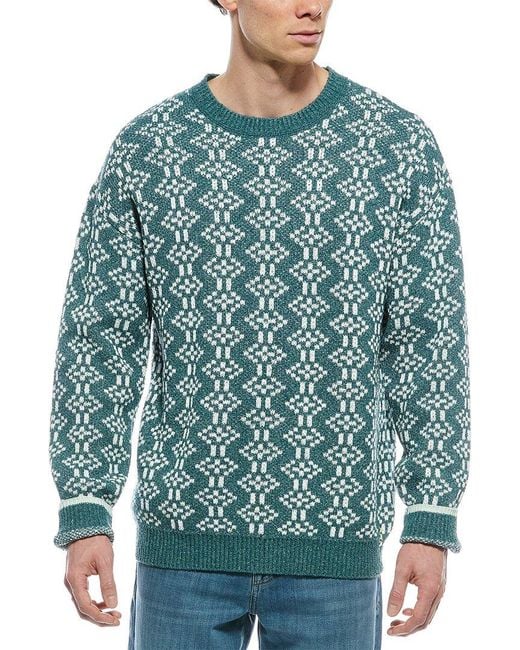 Scotch & Soda Blue Jacquard Crewneck Sweater for men