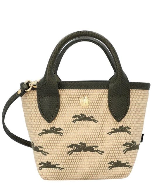 Longchamp Metallic Le Panier Pliage Extra Small Canvas Handle Basket Bag