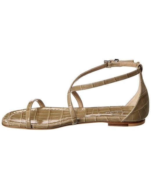 Michael Kors Metallic Polly Runway Croc-Embossed Leather Sandal