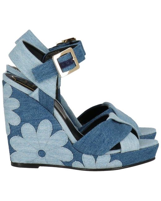 Roger Vivier Blue Denim Wedge Sandal