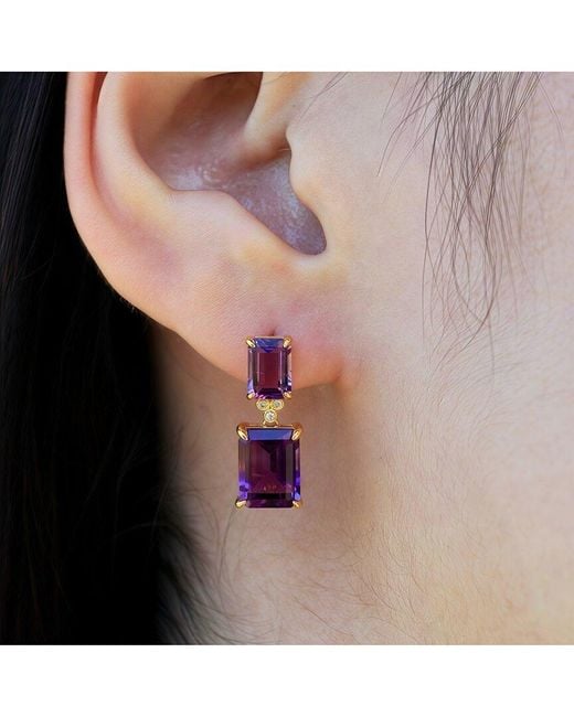 Kai Fine Jewelry Purple 14K 6.53 Ct. Tw. Diamond & Amethyst Drop Earrings