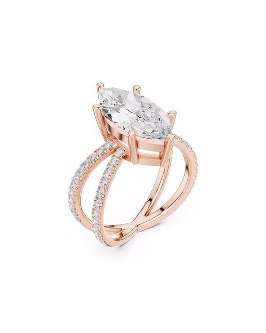 Lab Grown Diamonds White 14K Rose 4.00 Ct. Tw. Lab-Grown Diamond Ring