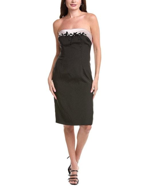 Rene Ruiz Black Strapless Mikado & Crepe Cocktail Dress