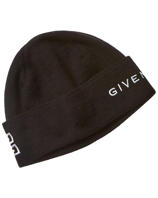 Givenchy Black Logo Wool Beanie