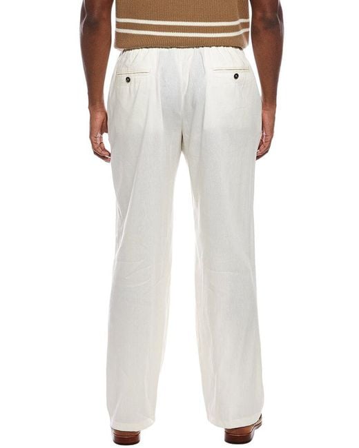 Isaia White Wool & Linen-Blend Trouser for men