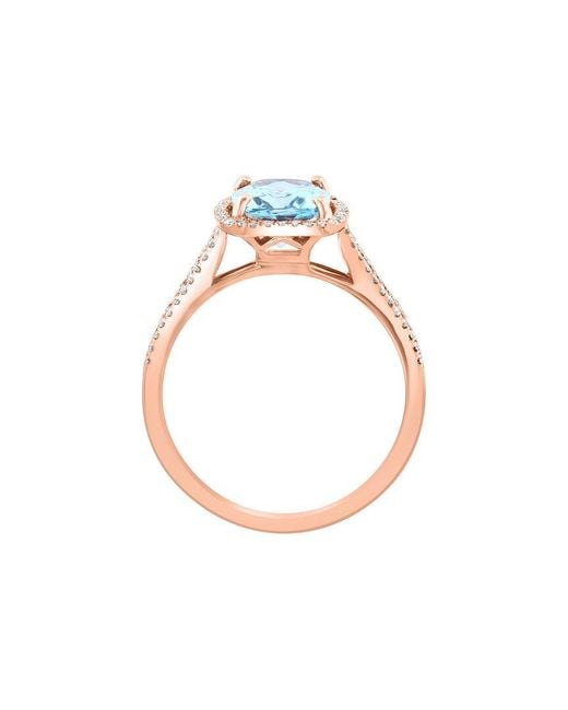 Effy Fine Jewelry Blue 14K Rose 2.24 Ct. Tw. Diamond & Aquamarine Ring