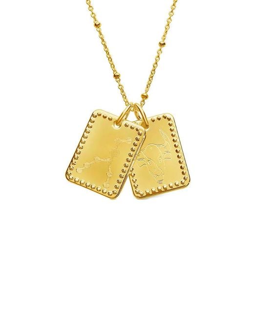 Sterling Forever Yellow Silver Taurus Zodiac Tag Necklace