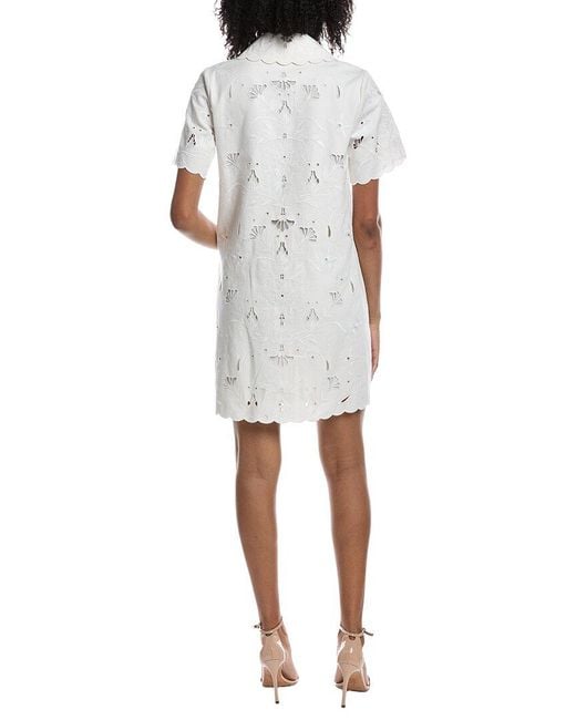 Tahari White The Marianna Embroidered Dress