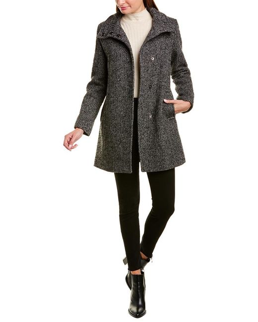 Cole Haan Signature Herringbone Woolblend Coat in Gray Lyst
