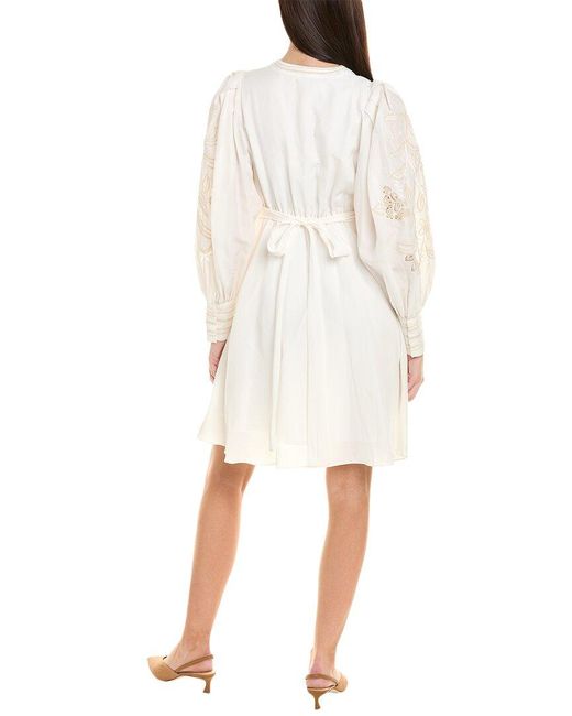 Kobi Halperin White Hazel Linen-blend A-line Dress