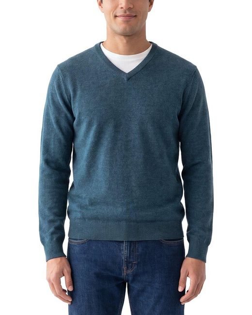 Phenix Blue 100% Cashmere V-Neck Sweater for men
