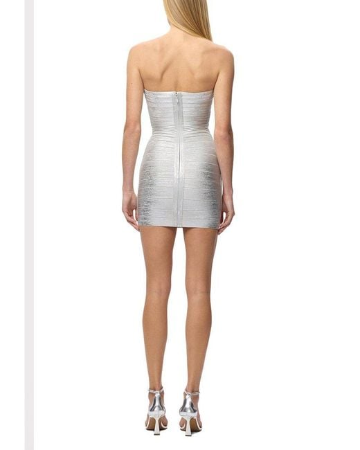 Hervé Léger White The Metallic Isla Dress
