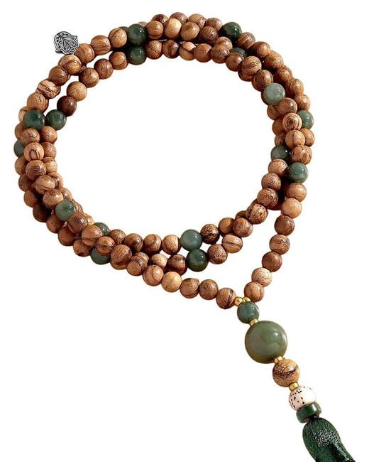 Karma and Luck Brown Jadeite Beaded Necklace