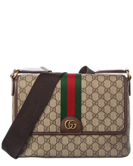 Gucci Brown Ophidia Medium Gg Supreme Canvas & Leather Messenger Bag