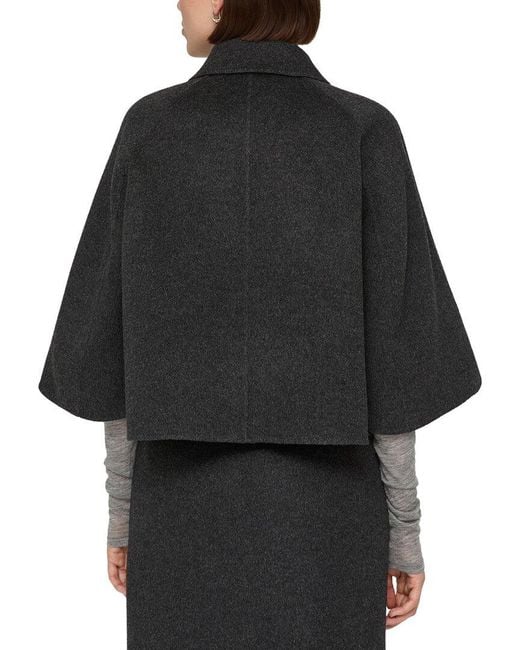 Lafayette 148 New York Black Elbow Sleeve Cropped Wool & Cashmere-Blend Jacket